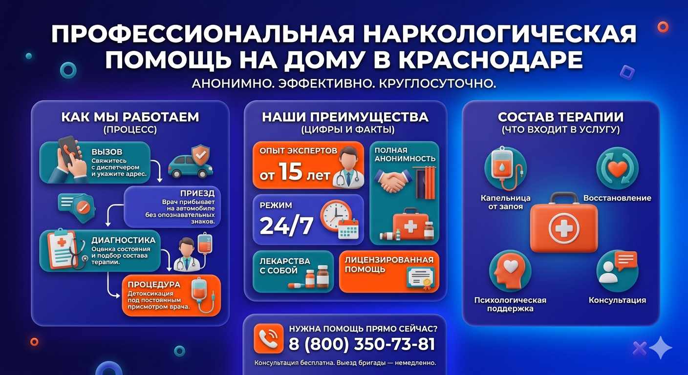 Инфографика о принципах лечения алкоголизма на дому в Одессе: этапы вызова нарколога, преимущества анонимной детоксикации и состав медицинской помощи.